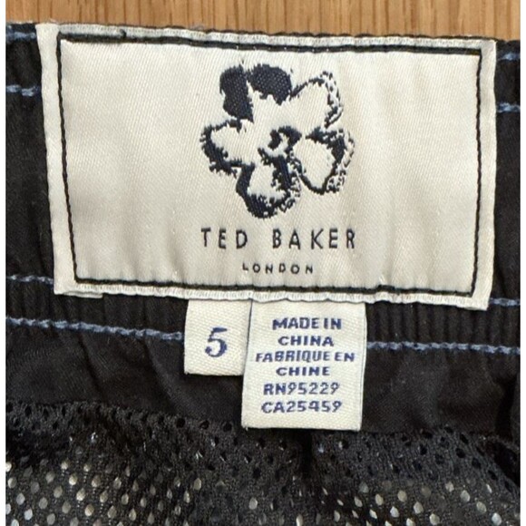 Ted Baker Mens Swim Shorts Size 5 (L) Blue Floral Print Mesh Lined Drawstring - Picture 7 of 9